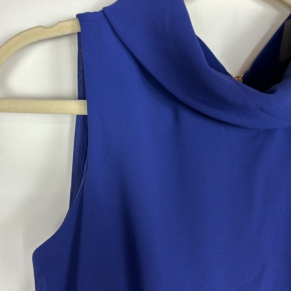 Vince Camuto Sleeveless Mock Neck Sheer Lined Above Knee Party Shift Dress - Picture 9 of 15
